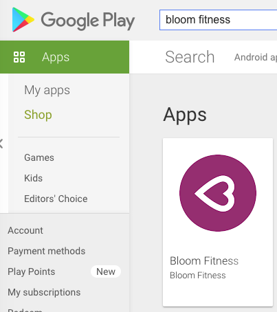 Bloom Fitness Google App